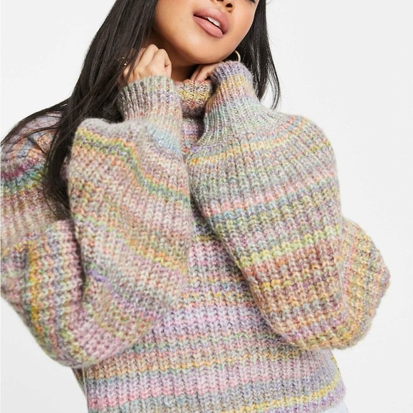ASOS Topshop Women’s Knit Space Dye Rollneck Pullover Sweater Size 8-10 Medium - Picture 12 of 14